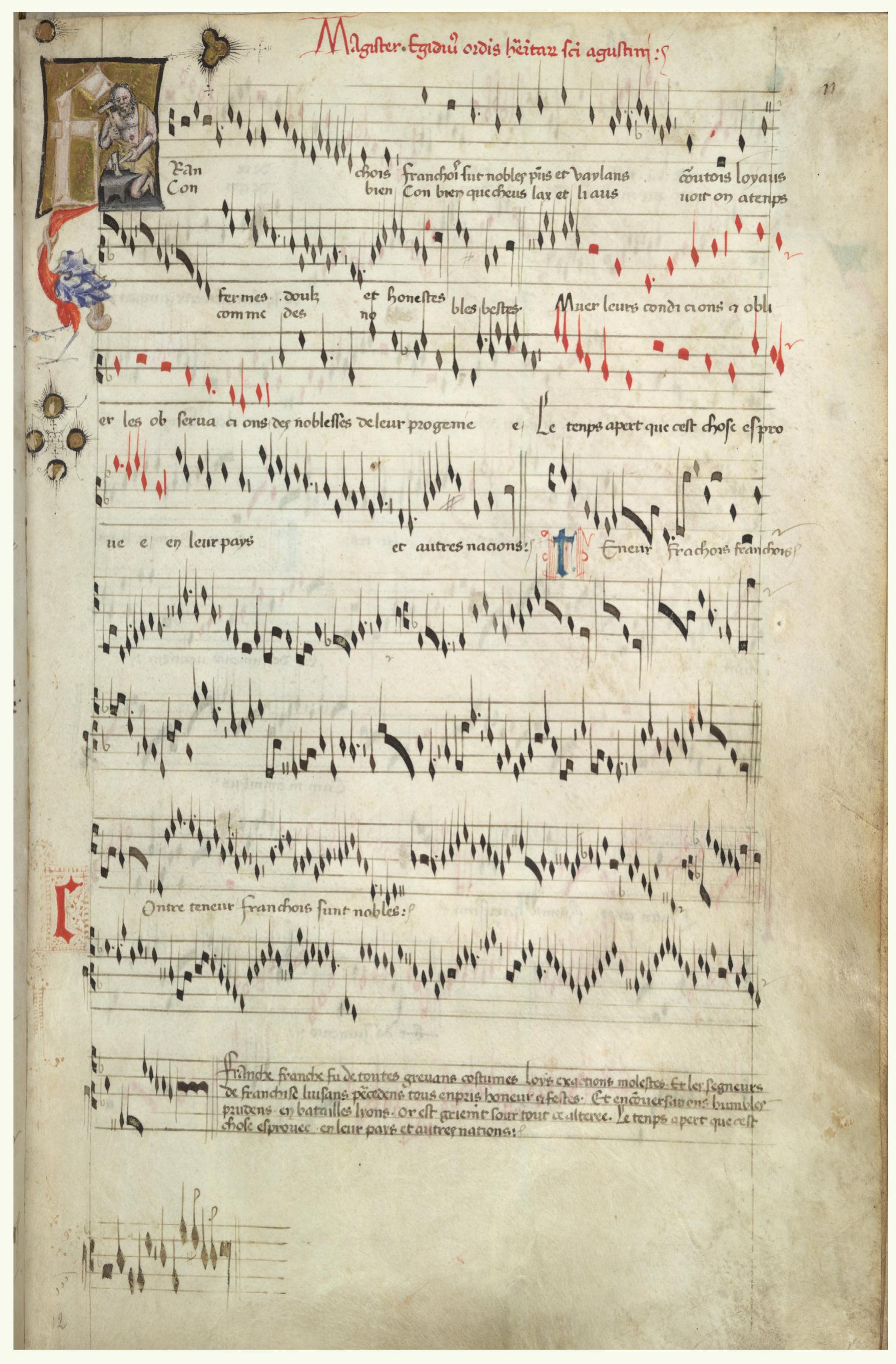 Figure 1. Egidius, Franchois sunt nobles. Mod A, fol. 11r. 