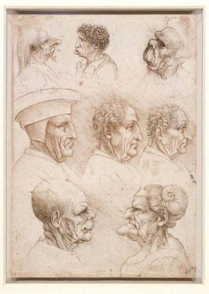 Figure 4.3 ‘Five grotesque heads and three men in profile’, sketch by Leonardo Da Vinci  https://commons.wikimedia.org/wiki/File:Leonardo_da_vinci,_Study_of_five_grotesque_heads.j 