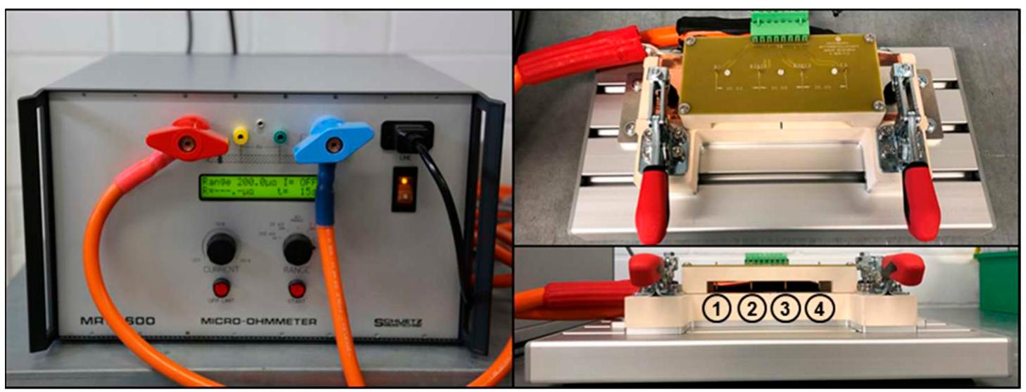 Setup for electrical resistance measurement. the analysis of