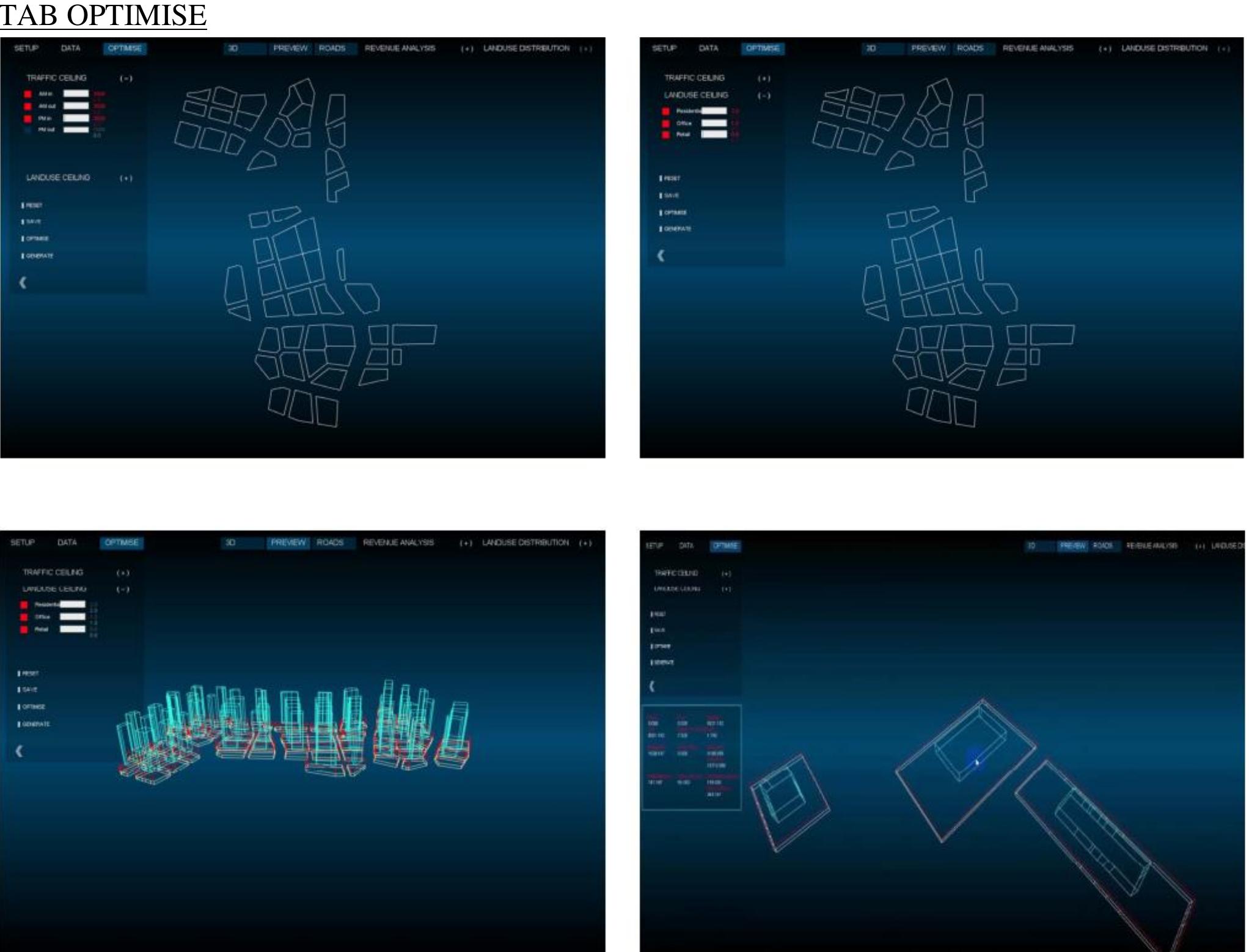 Data optimisation: introduction of urban ceilings;