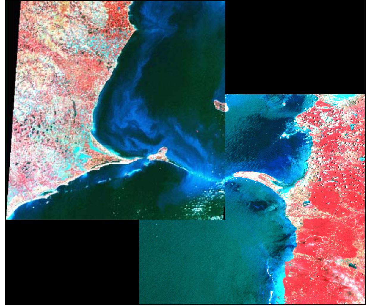2: satellite image showing sediment dispersal patterns from
