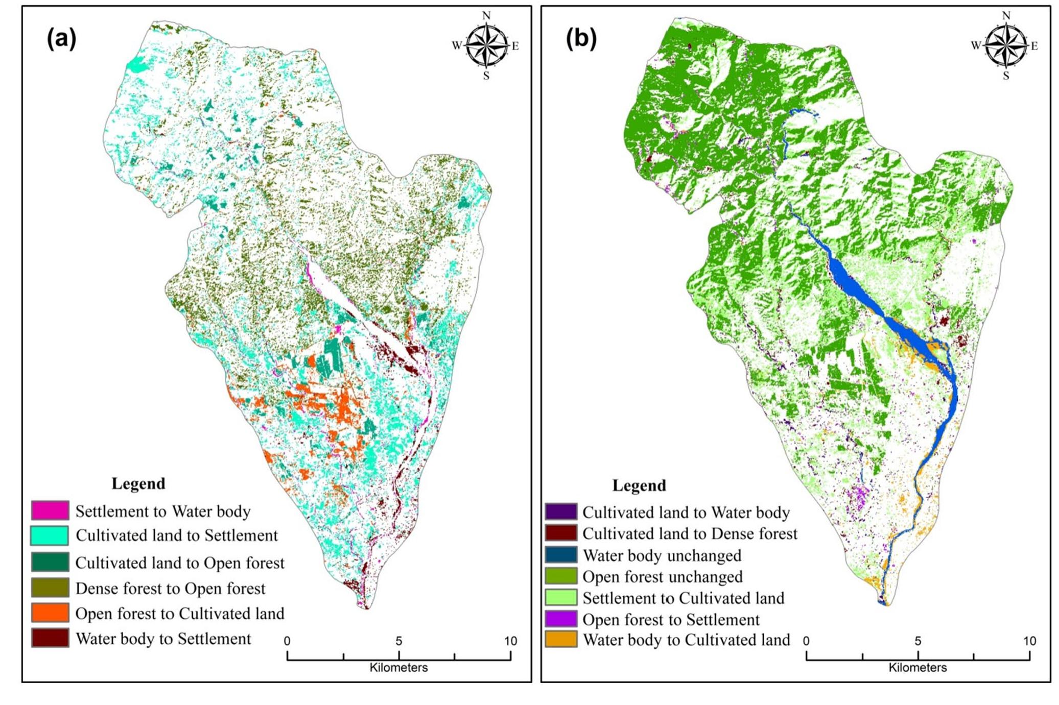 Aand b land use and land cover conversion scene from 1991