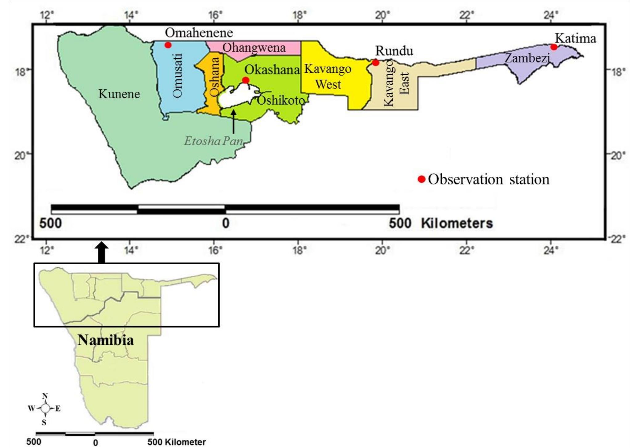 The spatial location of rainfall observation stations across