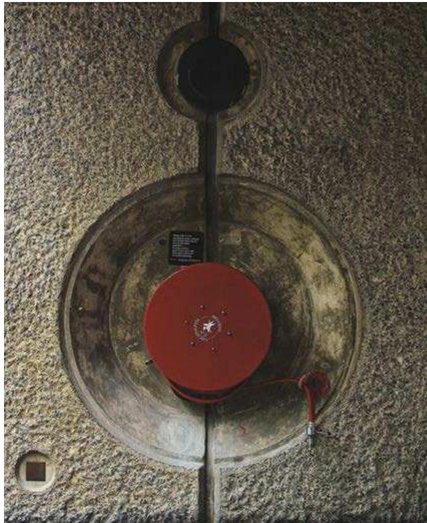 Fig. 74, 75 Fire equipment niches and other items such as lift call buttons, were custom designed throughout. 