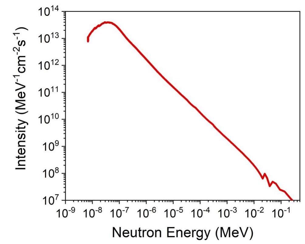 FIG. 1. The neutron spectrum of the INES beamline used for irradiation measurec with a position sensitive n-GEM based neutron detector. 