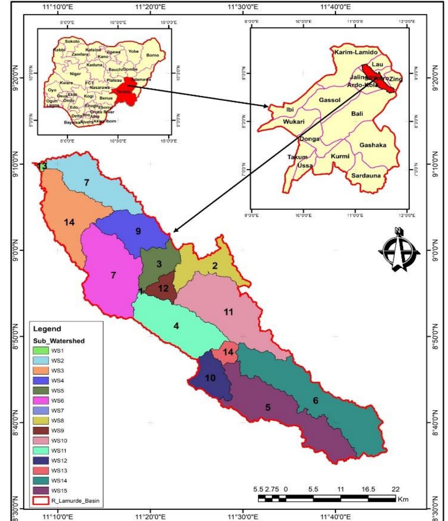 Fig. 4. Prioritized Rank Map of Lamurde Drainage Basin 