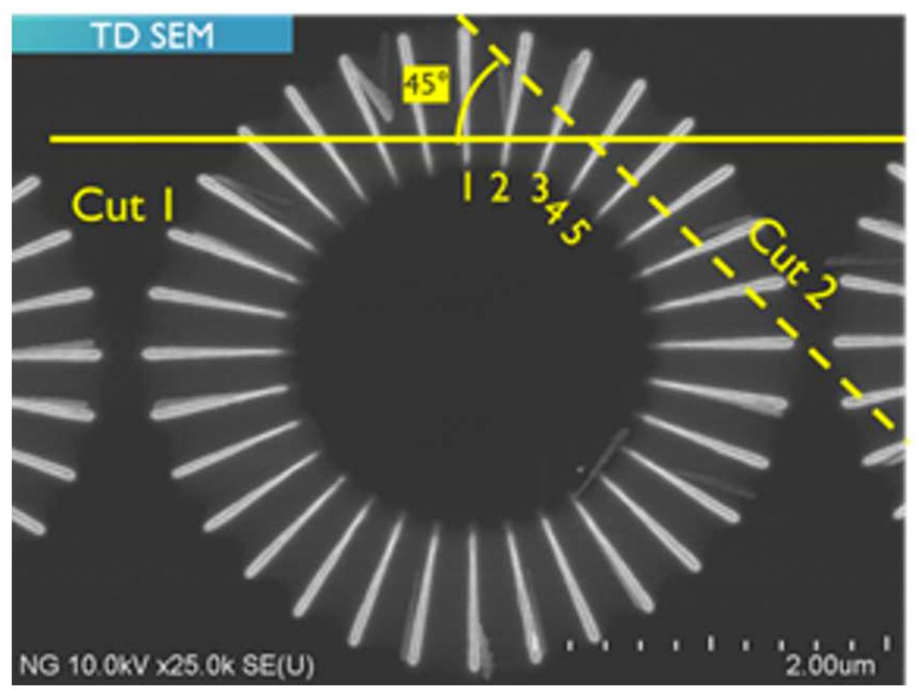 Tem Inspection 2: schematic of the two different cuts used to study the