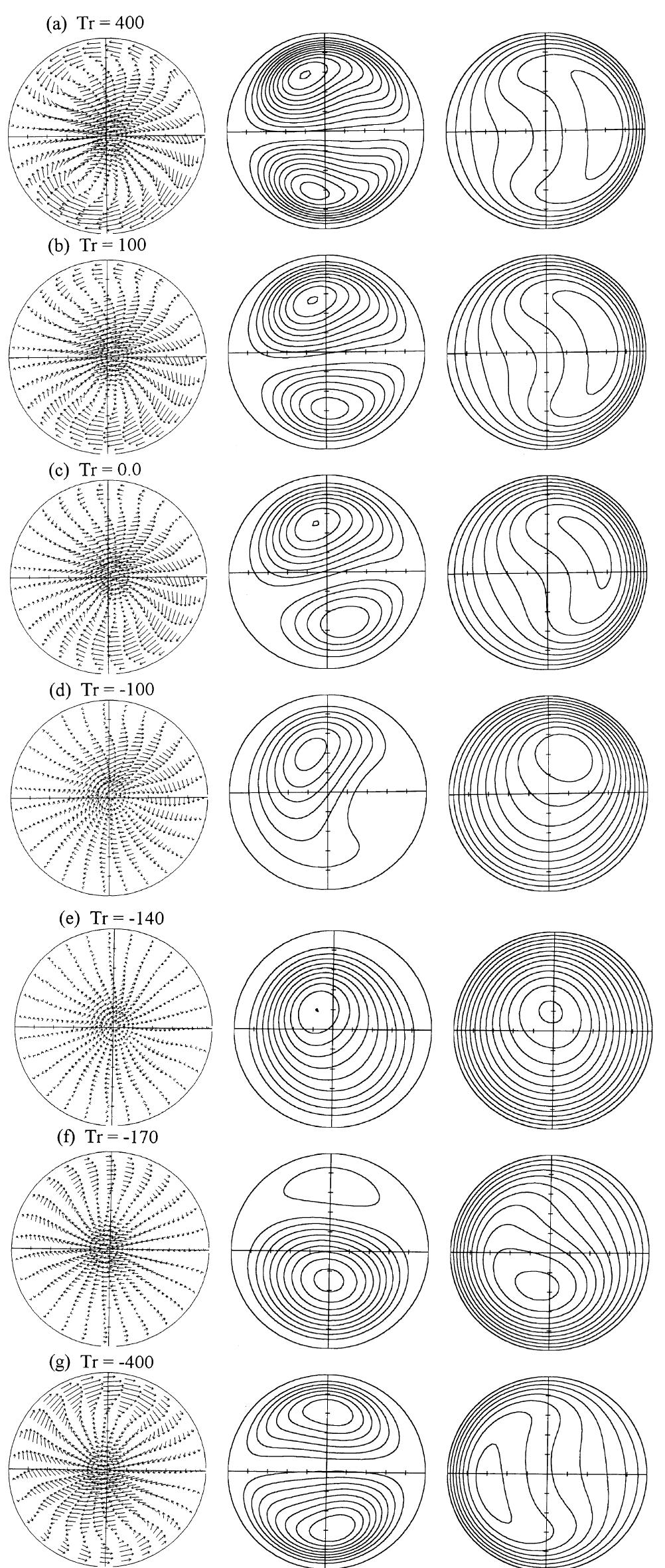 Flow patterns at fy) = 0.4 and d, = 500. the left-hand