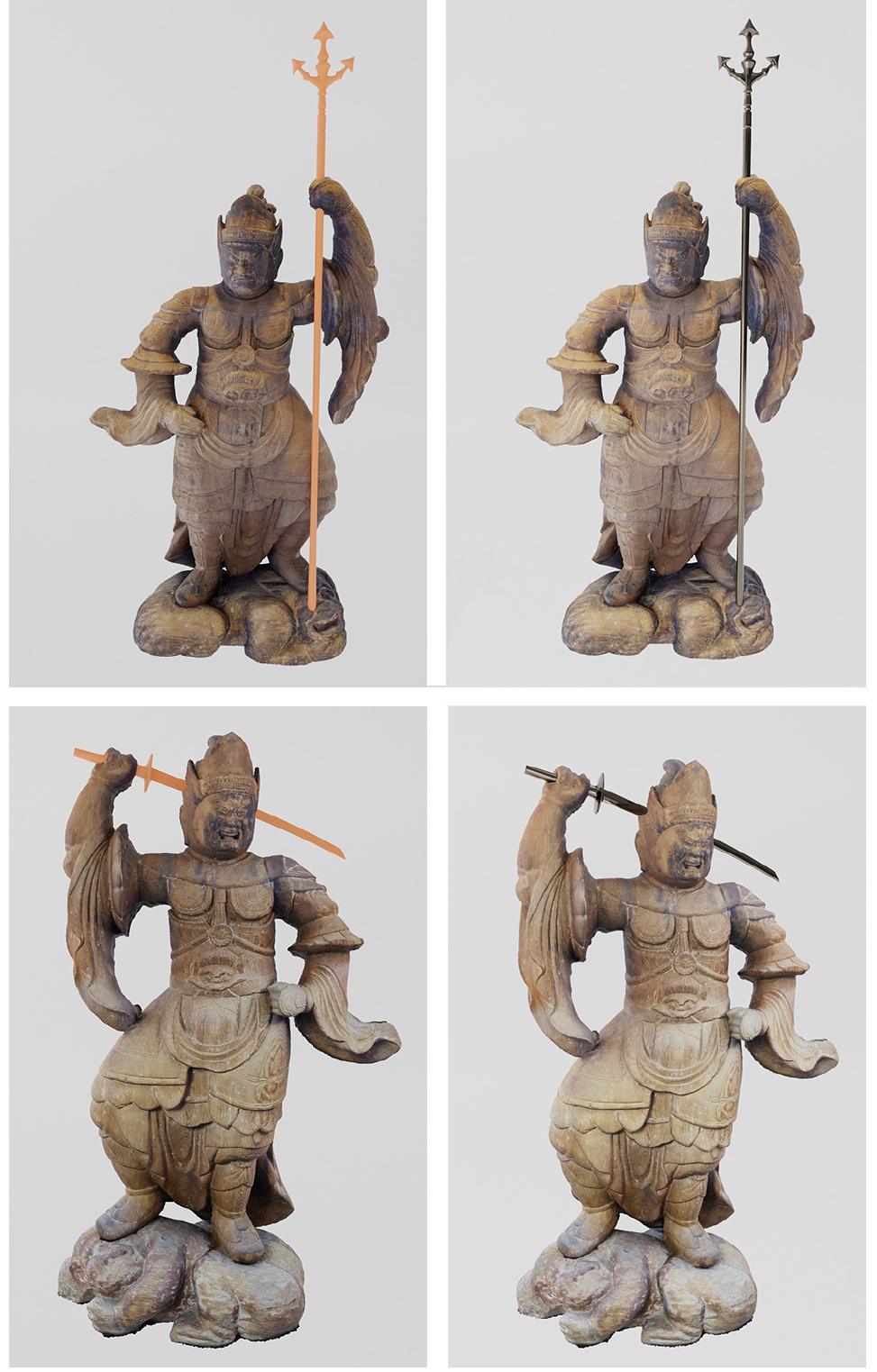 Figure 5. .Digital reconstruction of Ni-Tenn6’s weapons. Conceptual and rendered models. Modelling: S. Tamantini. 