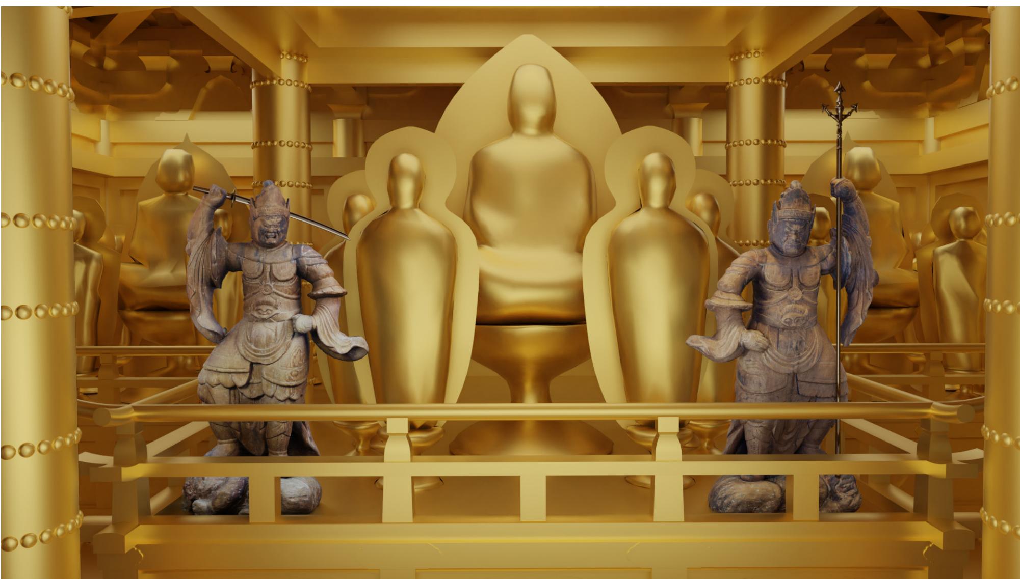 Figure 6. Location of the guardians within the statuary complex inside the Gold Colored Hall. Modelling: S. Tamantini. 