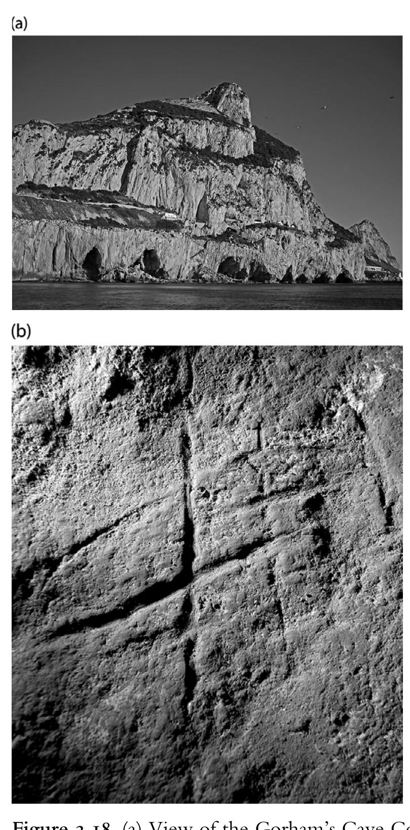 derthals used bird feathers for decoration or other symbolic purposes.  In 2018, another dating study provided additional evidence that Neander- thals painted cave walls.?° In this project, paintings from caves in northern, central, and southern Spain were dated by U-Th, providing the minimum age for the underlying images. The dated images were a red “ladder-like” image from La Pasiega (Figure 2.19), a hand stencil from Maltravieso, and a red- painted speleothem from Ardales. For all three sites, minimum ages of 64.8 kya were returned for the art. This predates the arrival of AMH in Europe by at east 20,000 years. As the authors of this study noted, “We ... expect that cave art of Neandertal origin will eventually be revealed in other areas with  Neandertal presence elsewhere in Europe.” Some scholars have challenged 