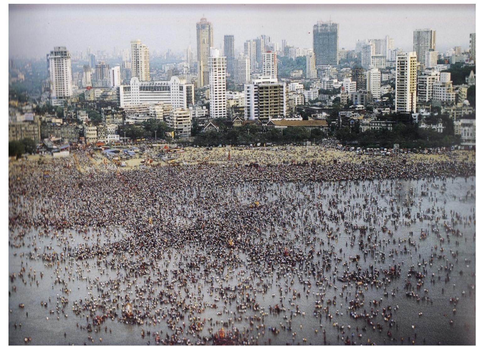 Image 5: Ariel view of the Ganesh immersion at Chowpatty beach Mumbai (photo credit Jehangir Sorabjee) 