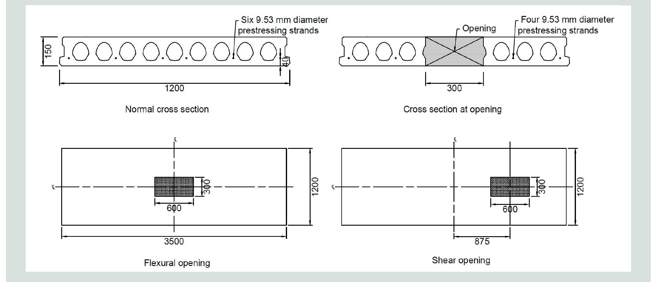 Re 1. cross-sectional details and plan view of slabs with