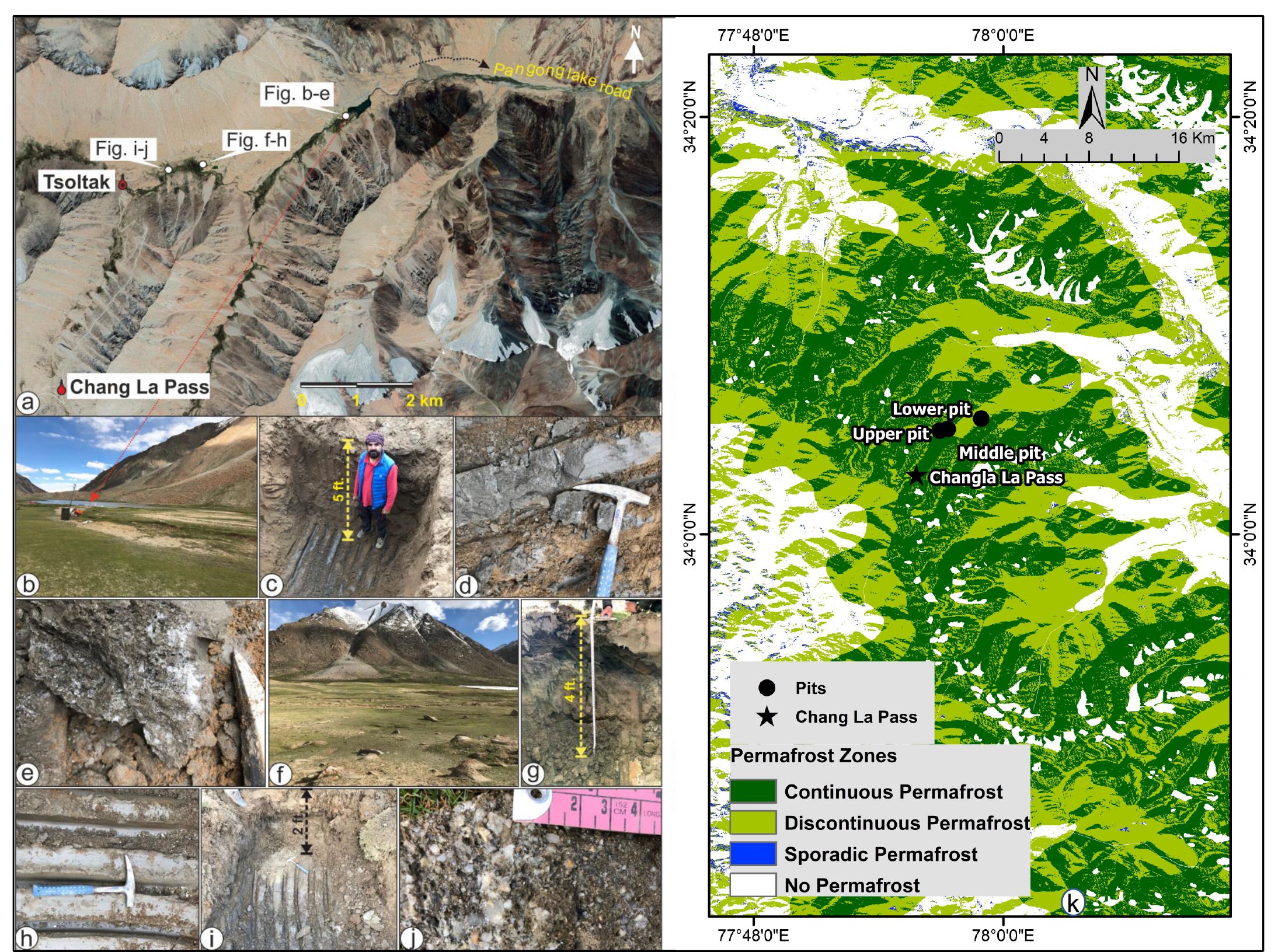 (a) google earth pro image showing the location of pits