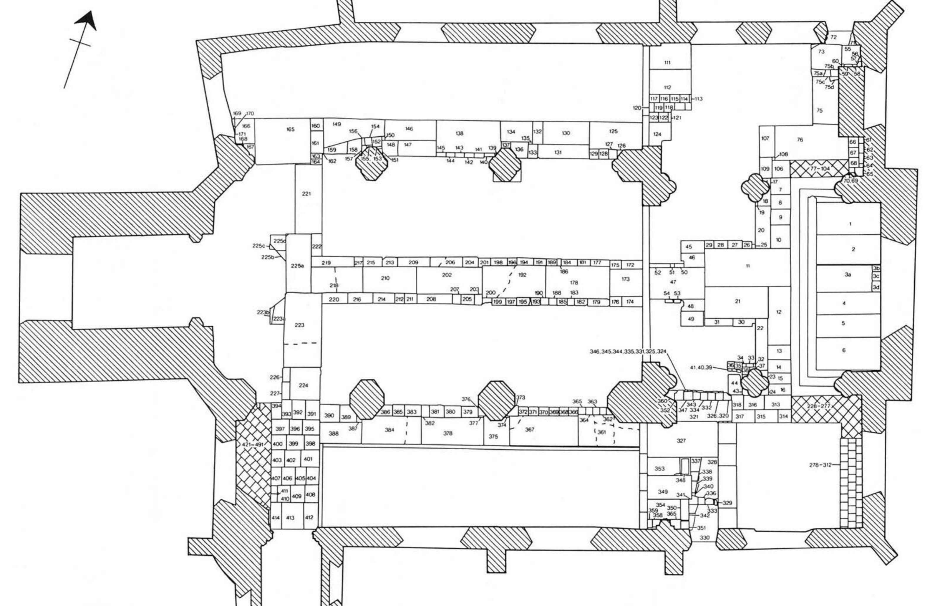 Plan of ledger slab location prior to excavation