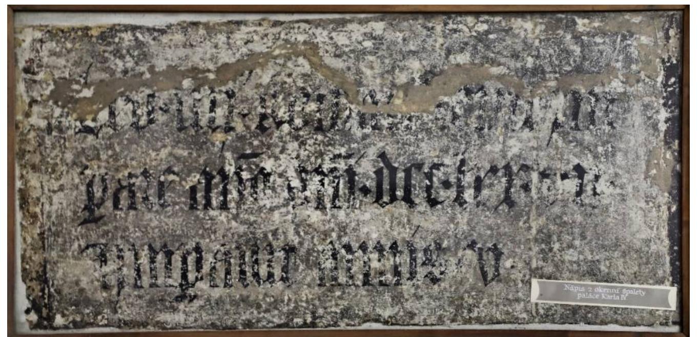 Figure 4. Prague Castle, transfer of the inscription from Vladislav Hall, today in the depository of Prague Castle. Photo by FrantiSek Zaruba, the author’s own work. 
