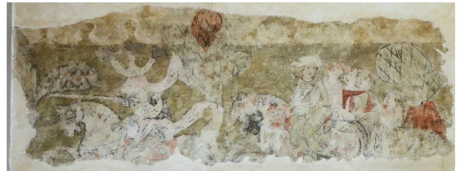 Figure 26. Prague, House No. 144/I on Malé namésti. Knightly scenes. End of the 1st half of the 14th century. Photo by FrantiSek Zaruba, the author’s own work. 