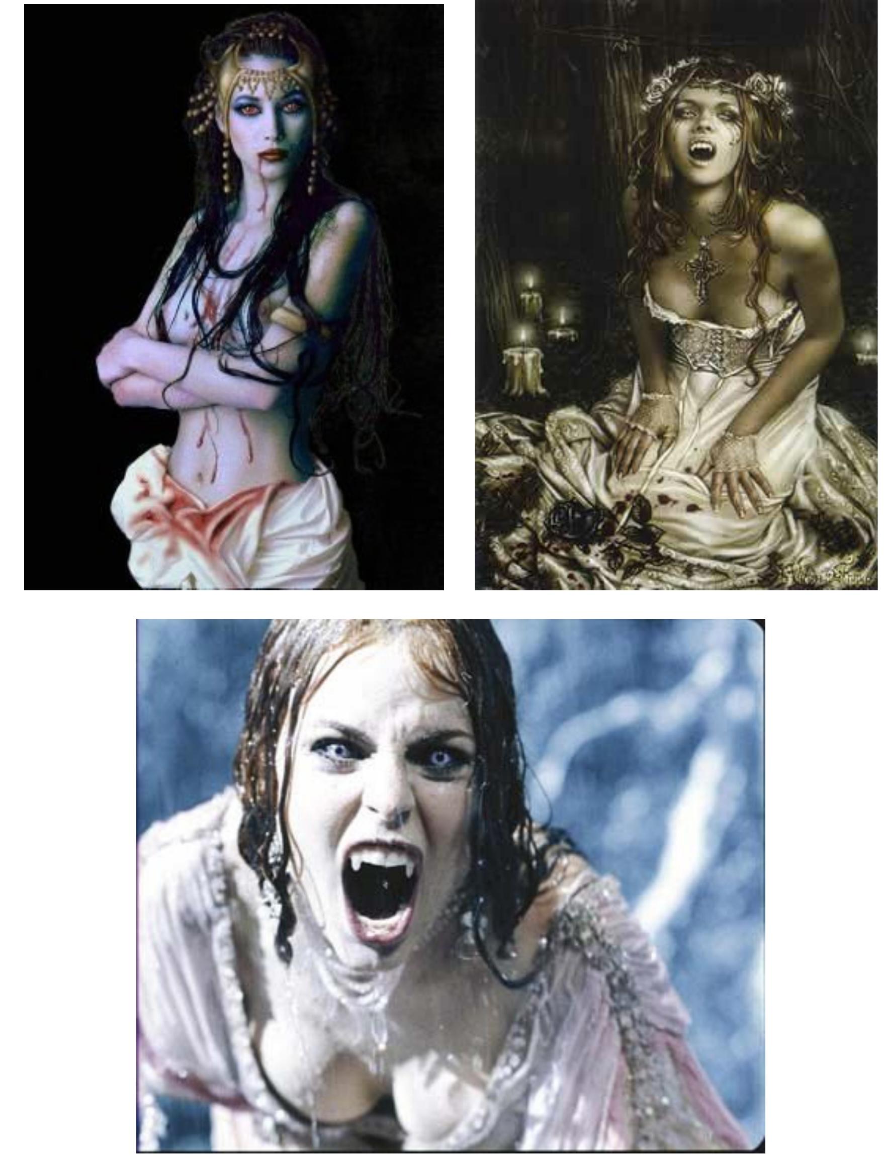 ANNEX 2 — Representations of sensual female vampires. Top left taken from < http://www.janharloff.de/pictures/maskvamp.GIF > (access on Aug 19, 2007). Top right taken from http://i94. photobucket.com/albums/190/katiezahner/frances-victoria-vampire-girl-37012.jpg (access on Aug 19, 2007). Bottom image taken from = <__ http://www.logoi.com/ pastimages/img/vampires_4.jpg > (access on Aug 19, 2007). 