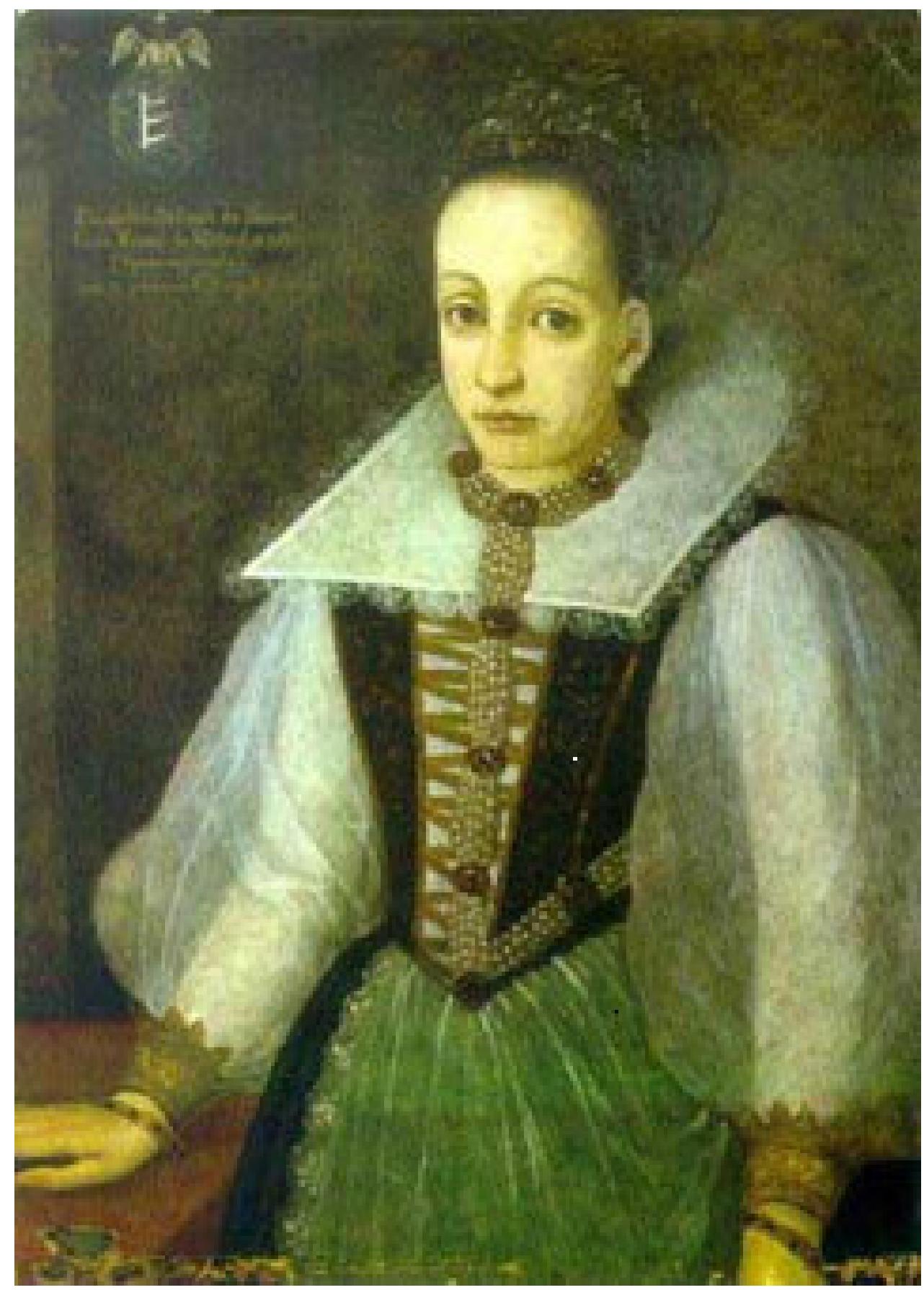 ANNEX 7 — Elizabeth Bathory, also known as the Bloody Countess. There is a a replica of the Blood Lady portrait in the Cachtice Museum. The original portrait of the Countess from 1585 is lost. Shi  was 25 when the original portrait - the only known image of her - was painted. Taken fron  http://www.nndb.com/people/263/0001 12924/elizabeth-bathory.jpg (access on July 26, 2007)  ANNEX 7 — Elizabeth Bathory, also known as the Bloody Countess. There is a a replica of the Bloody 