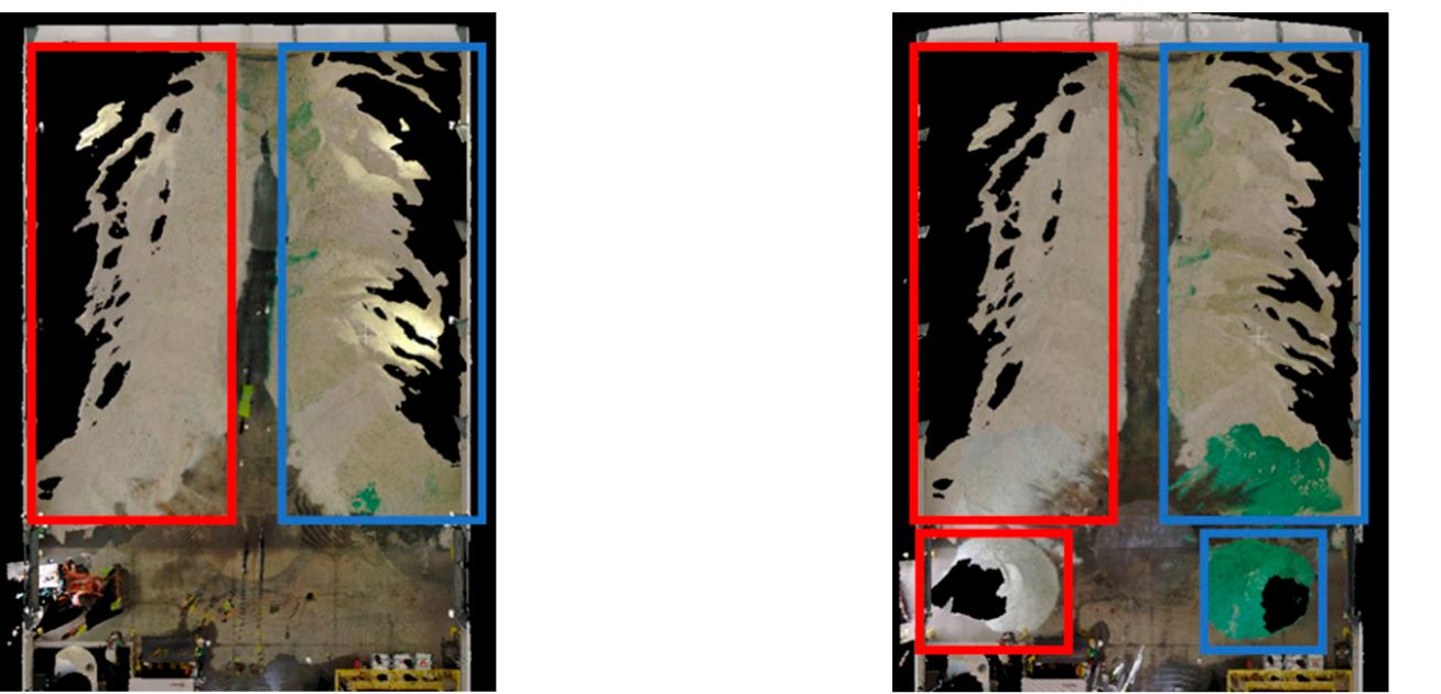 Top view of rgb color-coded point clouds from the tls,