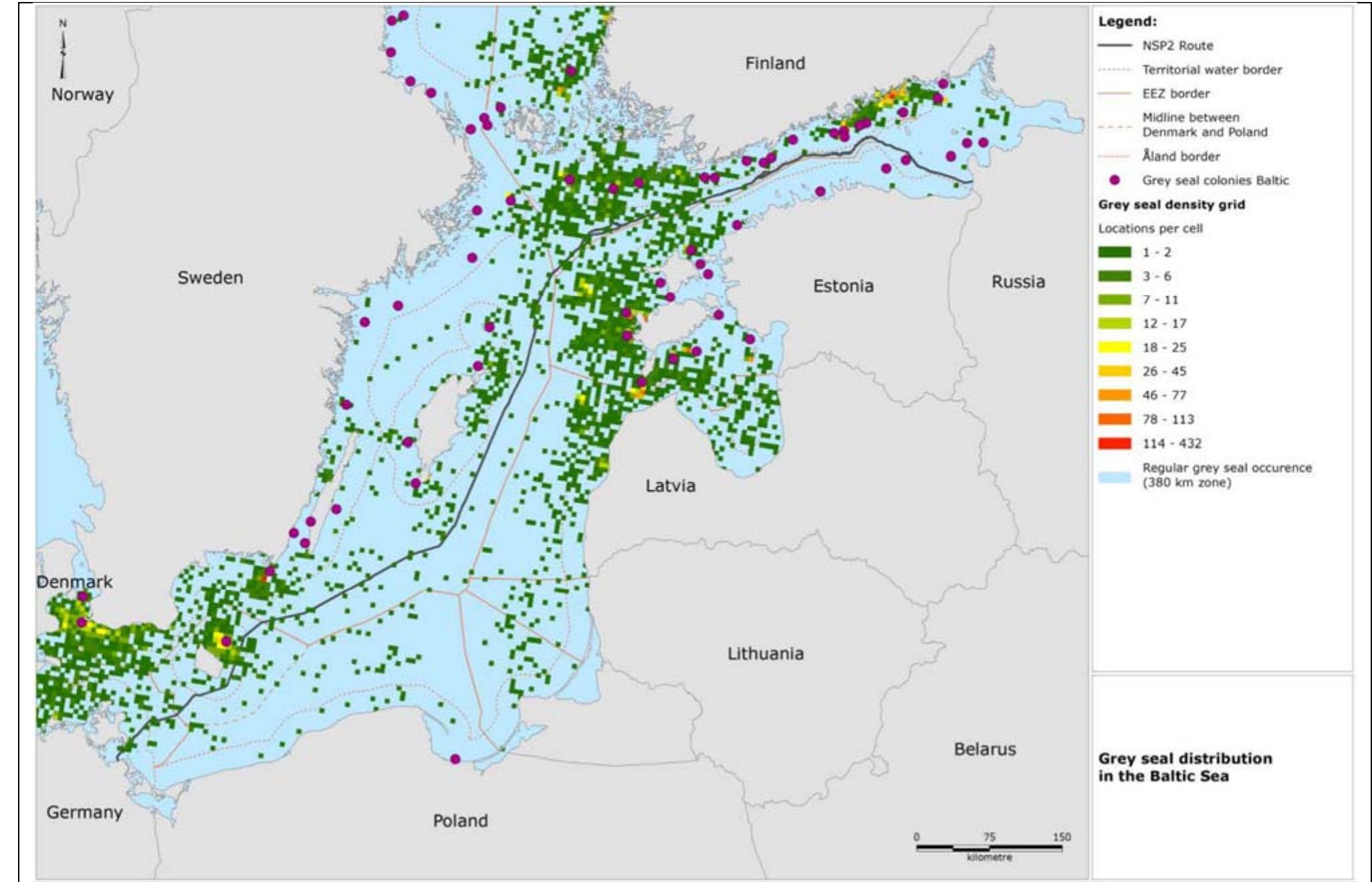 Map of haulout sites (colonies) used by grey seals for