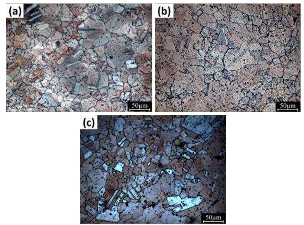 Figure 18: Microstructure of the sintered 25 - 45 um powder applying pressure at (a) 300°C, (b) 600°C, and (c) 900°C 