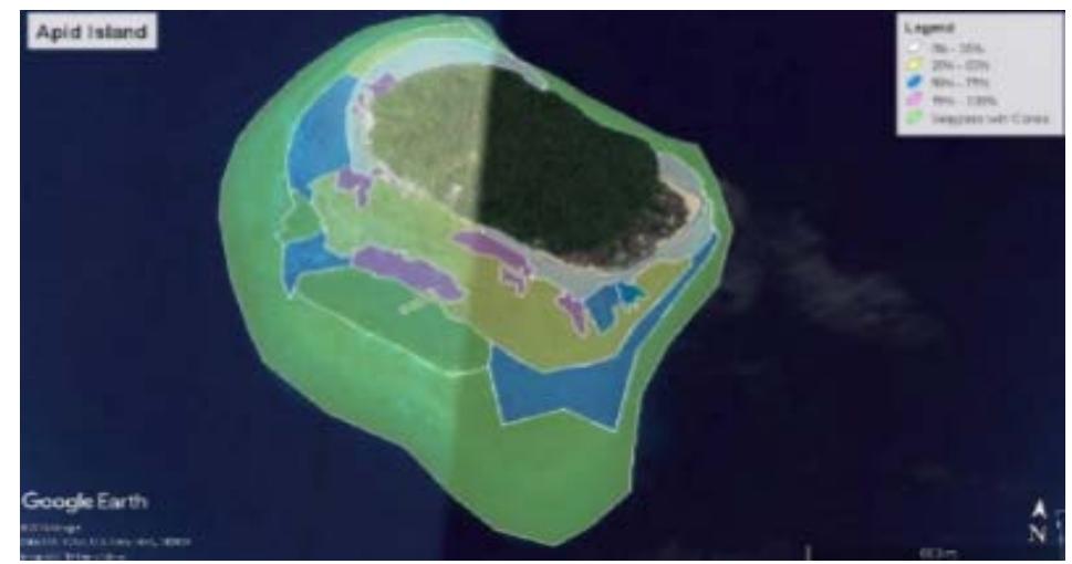 seagrass areas were viewed and measured using initial