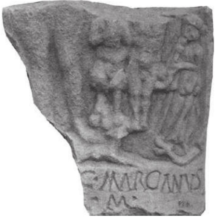 Fig. 5 Relief-epigraphic monument from Zemun (after: Dautova RuSevljan 1983: Pl. 21, fig. 3). 