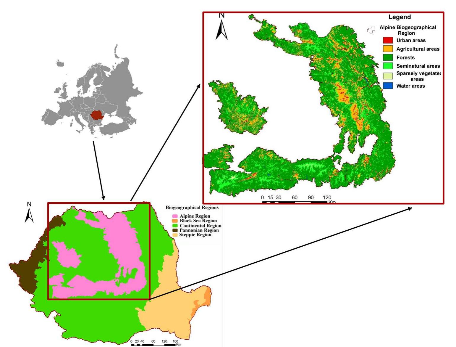Map of the study area, with abr main land cover a large part