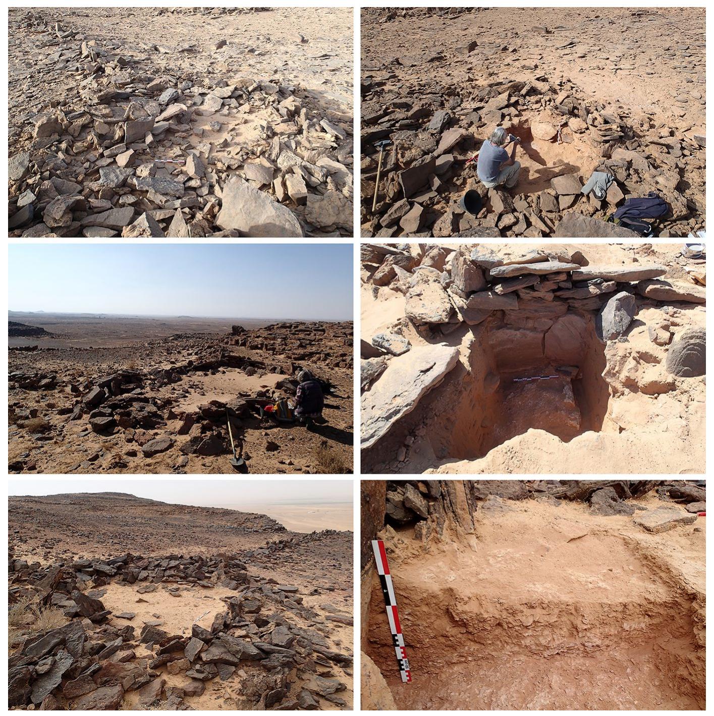 Fig. 12 Pictures of excavated pit-traps in the Saudi Arabia Window. Top: pit-trap L3 in kite AB135; center: pit-trap L1 in kite AB549; bottom: pit-trap L1 in kite AB550 