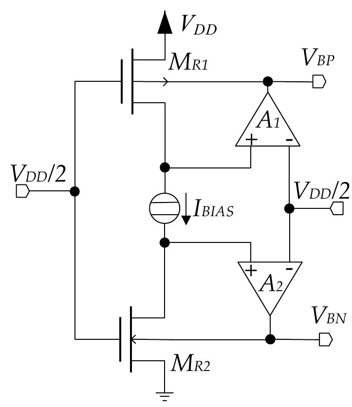 Simplified schematic of the biasing section generating vgy