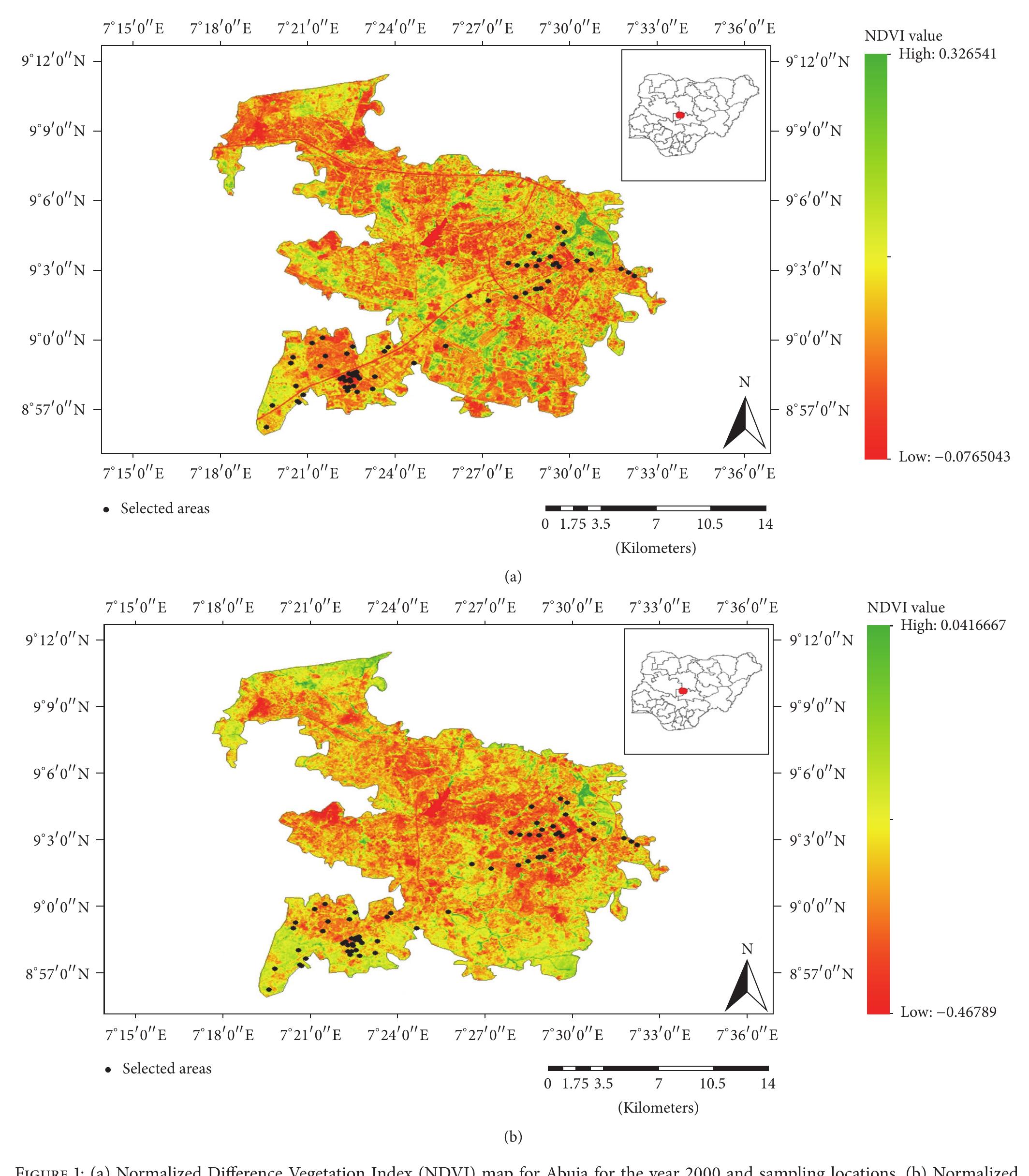 The ndvi value (0.327) for 2000 was relatively low but