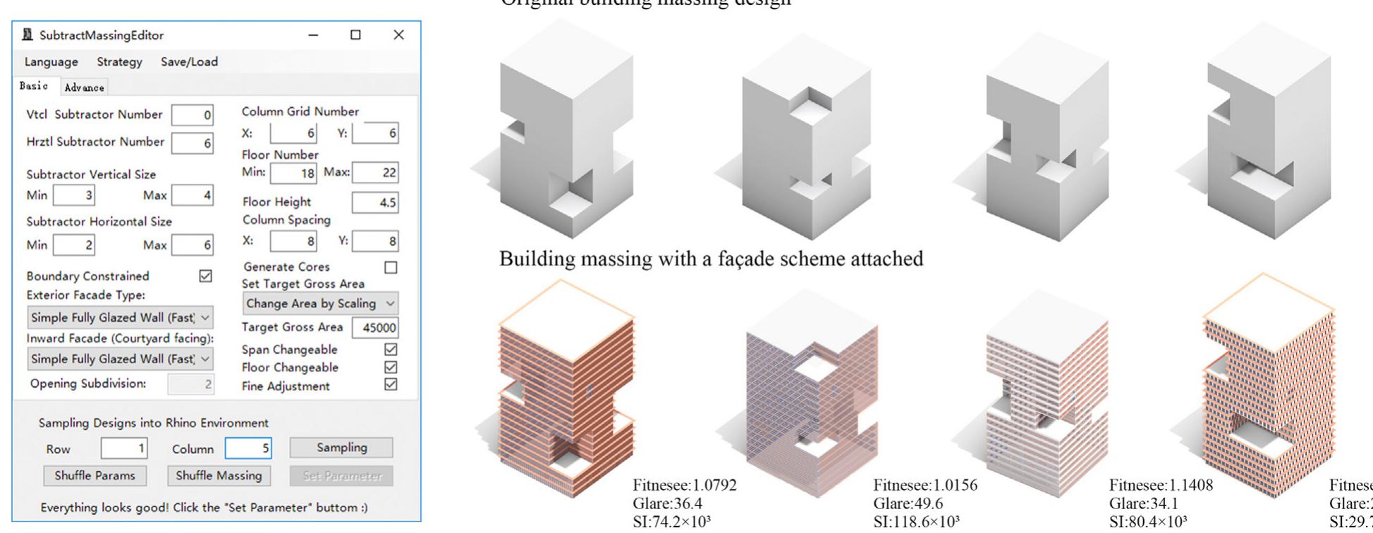 Building massing and facade integrated design generation and