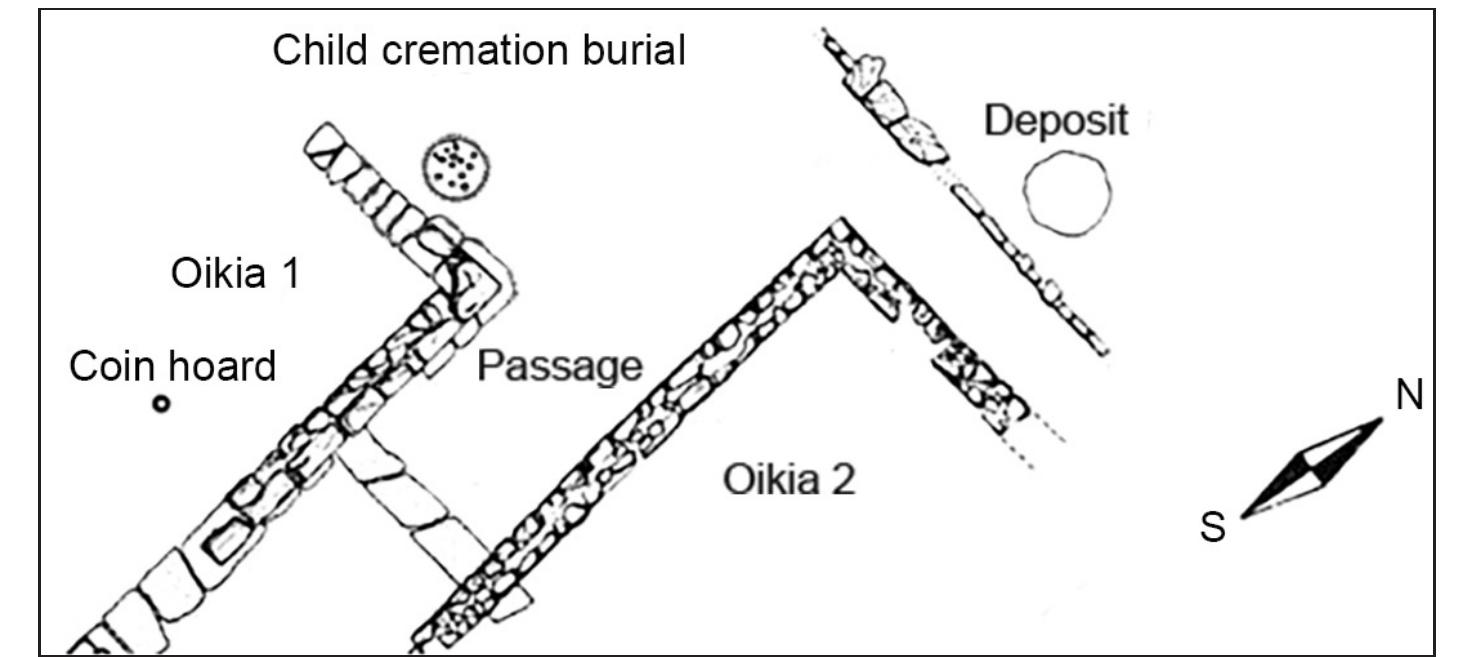 1 Primary cremation burial of a child (late 4th—-early 3rd century BC) next to domestic architectural remains in Eretria 
