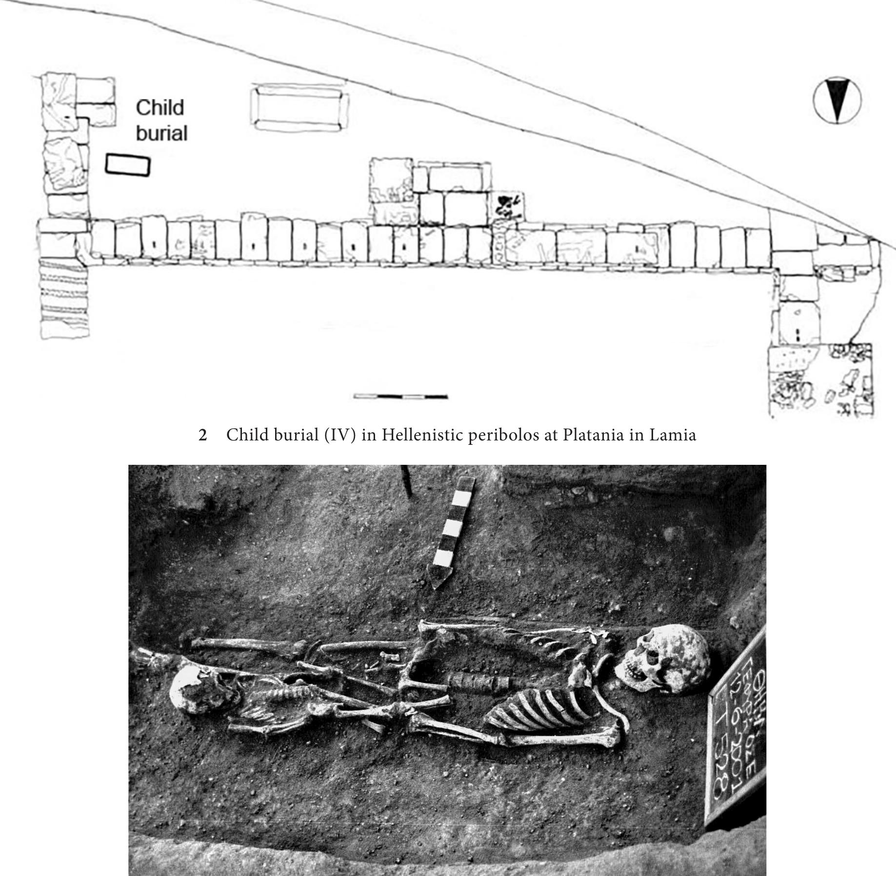3 Double inhumation burial (grave N528) of an adult and a child placed side by side in opposing orientations in Thebes 
