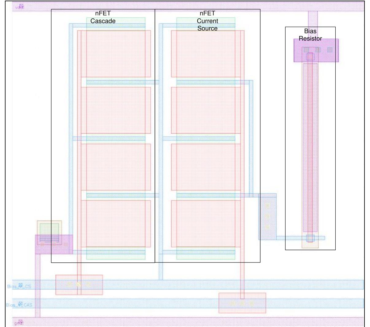 Um Layout 5: annotated layout of current source cell bias cell, 15 um