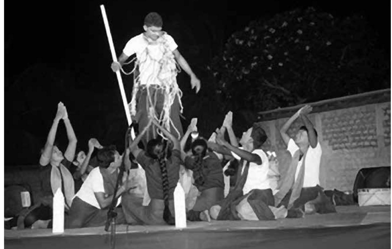 Oppressor image in a play at Theater Festival in Chankanai, North Sri Lanka. 