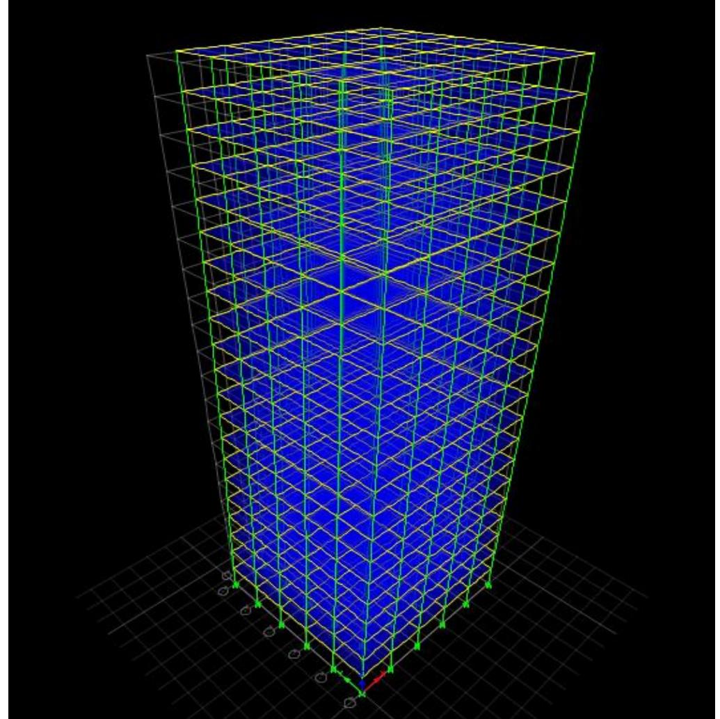 Shows the deflection diagram of 11 storey building