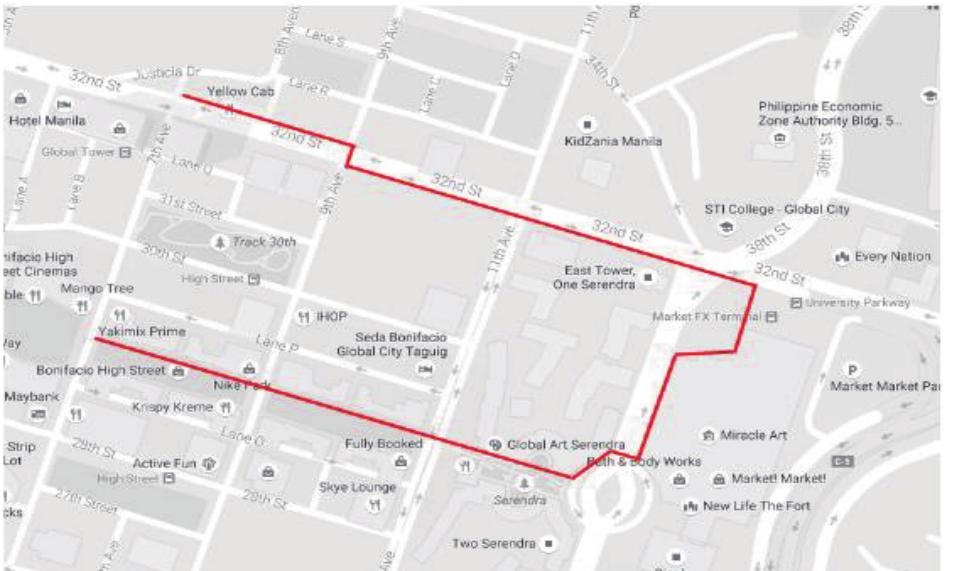 Traced map of bonifacio global city bgc had ramps and