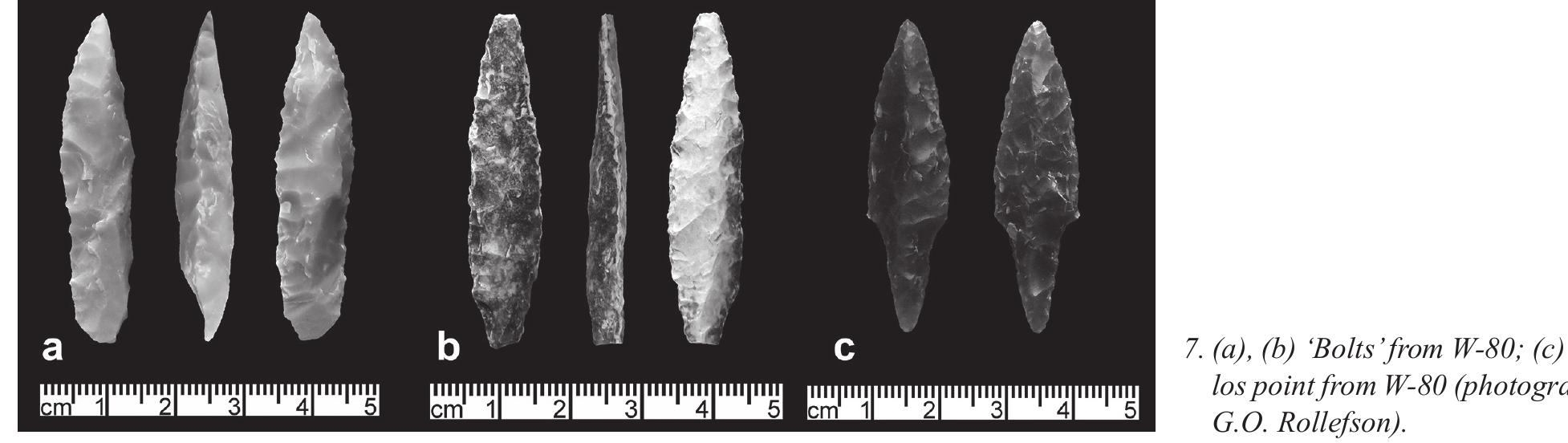 Table 3: W-80 projectile point types by phase, 2018 (upper table: absolute frequency; lower table: relative frequency).  Tables 3 and 4 show the distribution of clas- sifiable arrowhead types by phase of occupation. The (?) ELN phase remains incompletely exca- vated and yielded no arrowheads in 2018. Table 4 is especially informative, since it shows a con- inuous increase in the relative importance of ransverse arrowheads between the Transitional Early LN / Later LN and Final LN. The data in Table 4, coupled with the aforementioned ra-  diometric dates (see 2.2 above), lend support to he assertion of Garrard et al. (1994: 87-88 [see  