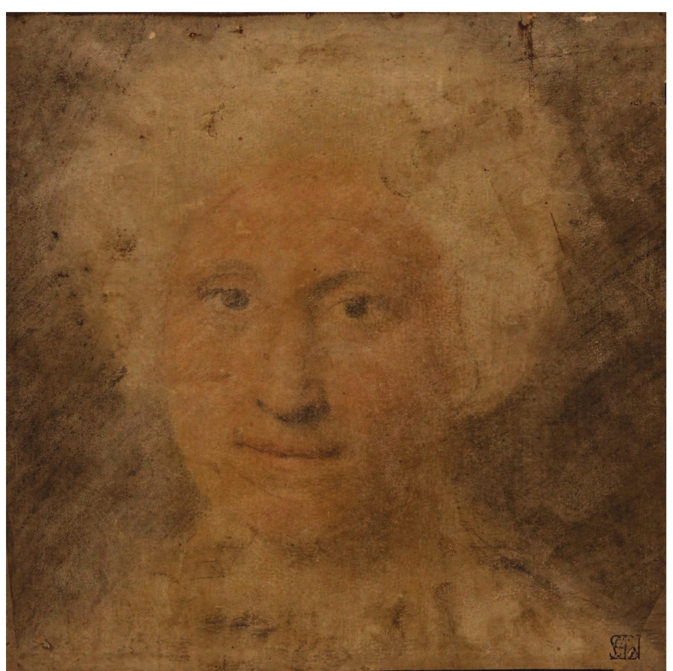 Leonardo had himself made pastel drawings of the heads.’ The only surviving example by him of a drawing using the technique, the Study for the portrait of Isabella d Este (1499-1500; Musée du Louvre, Paris), which dates from not ong after the Last Supper, has traces of pastel highlights over its black chalk base.* A drawing in chalk and pastels of the head of Christ in the Pinacoteca di Brera, Milan, has long been attributed to Leonardo and although it is   damaged and has been so heavily retouched that it is impossible to judge its style and date, its critical history is noteworthy and it has often been discussed in the context of the Strasbourg pastels.  3. Study for a head, here attributed to Giovanni Antonio Boltraffio. c.1500-02. Coloured chalk and pastel on prepared paper, 25.7 by 25.8 cm. (Biblioteca Ambrosiana, Milan). 