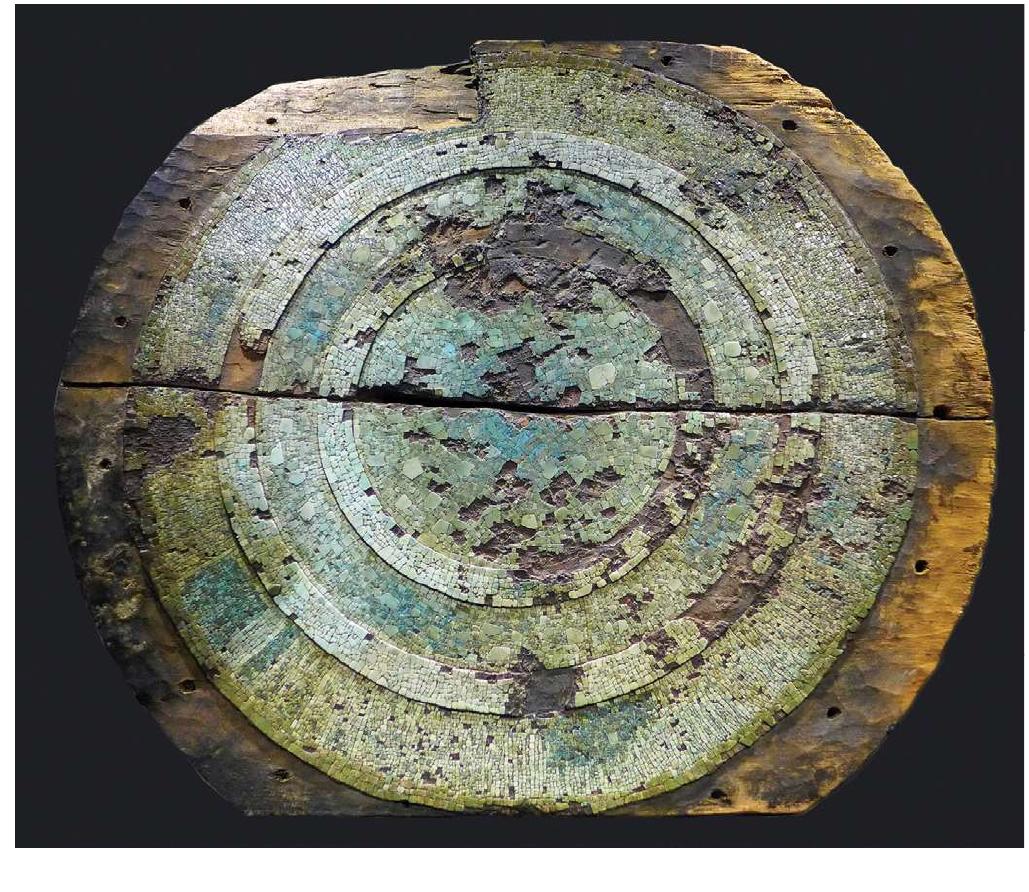FIGURE 1. The centerpiece of the RMAH turquoise collections. Royal Museums of Art and History, AAM.68.11. (Photo courtesy of Julia Montoya.)  In this essay we attempt to restore research value and re- contextualize two collections housed at the National Museum of the American Indian (NMAI). An important question here is how to conduct research on collections that lack information on their provenience and that also lack any direct comparison to professional excavations. Both collections were looted by un- known persons. One came to the museum by way of a private collector in the beginning of the twentieth century; the other was donated to the museum by a notorious art dealer in the early 1970s, the heyday of the commercialization of pre-Columbian art. Although both collections contain similar material, their institutional histories are totally different. The earlier collec- tion contains one of the best-known and most widely illustrated pieces of pre-Columbian Mesoamerican art (Figure 1); the later collection, in contrast, was never exhibited and has received only very sparse research attention in the 50 years that it has been at the museum. This disparity in attention highlights an issue raised by Frieman and Janz (2018:257), who stress the need to look beyond the “shiny examples” in museum displays and consider both “the beautiful objects that inspire the public and the boxes 