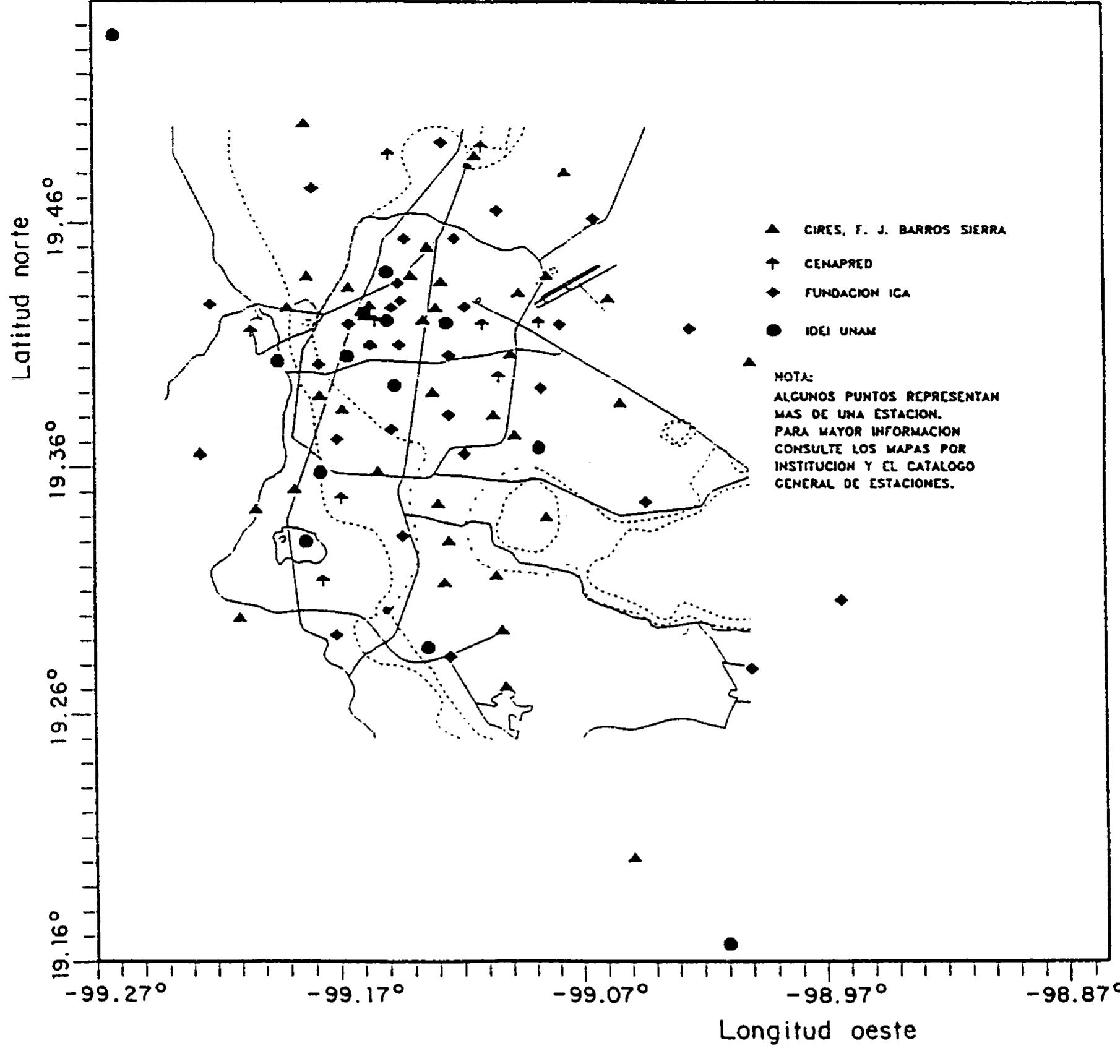 A figure 17 map of accelerograph stations in the valley of