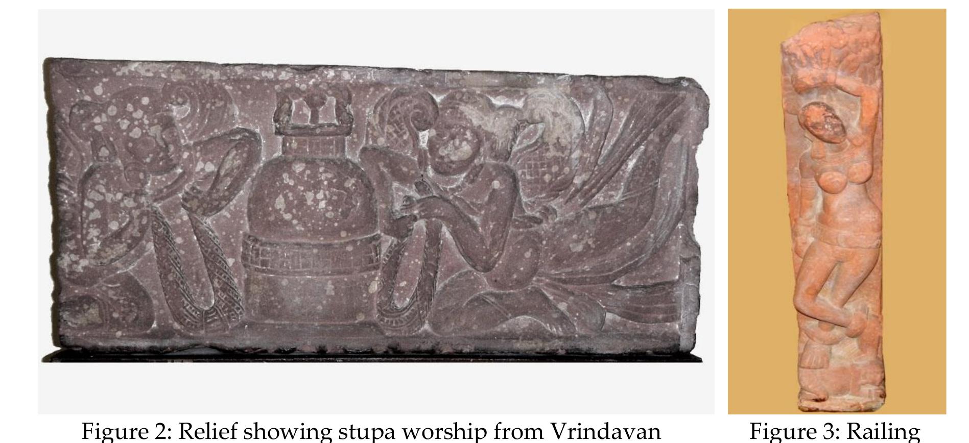 Besides, the above four mounds of confirm archaeological antiquity, there are some other mounds also mentioned by Upadhyay (1988: 33-38) which may or may not be of archaeological importance. These are: (i) Govindakunda Tila situated to the left of Govinda Kunda which was till 1980’s 10 m in height and spread in an area of about 2 acres, but is non-existent now, (ii) Ahirpara Tila situated around the Banke Bihari Temple about 8 m in height and 3 acres in area, fully occupied now, (iii) Vidyapith Tila situated adjacent to Vidyapith in Bhangipara locality having a height of 6 m and an area of about 1 acre also non-existent now, (iv) a mound situated on Gurukul road which was about 7 m high and 2 acres in area till 1980’s but non-existent now, (v) a mound situated in the vicinity of T.B. Sanatorium which was as high as 10 m and 2 acres in area in the past but non-existent now, (vi) Gop Tila situated at the Gopinathjj ka ghera area is about 3 m in height and spread in an area of about 2 acres and is fully occupied by modern settlements, and (vii) the mound lying underneath the Jugalkishore Temple which may be related to an earlier temple structure. 