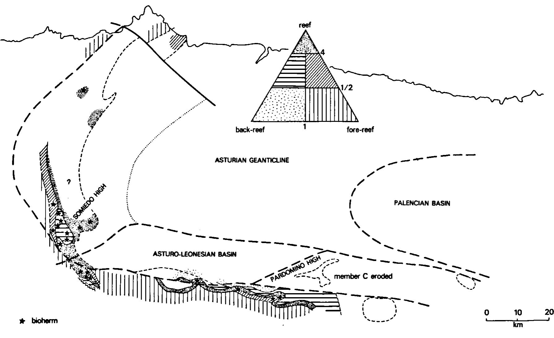 Reconstructive Triangle Rig. 6. facies ratio map for member c of the portilla