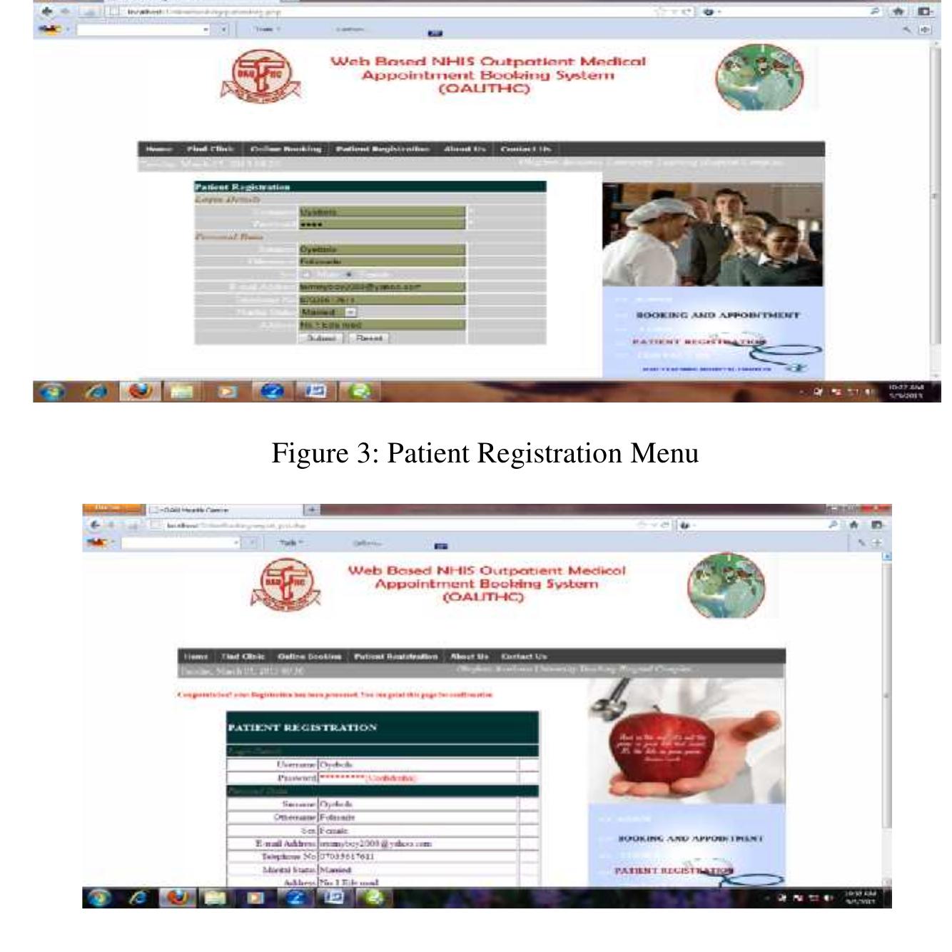 Figure 4: Output of Patient Registration