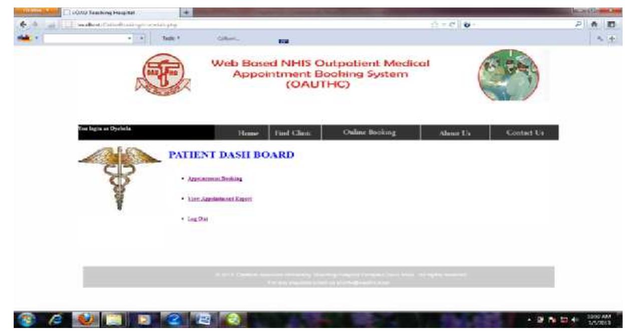 International Journal of Computer Science & Information Technology (IJCSIT) Vol 6, No 4, August 2014  Figure 5: Patient Activity Menu