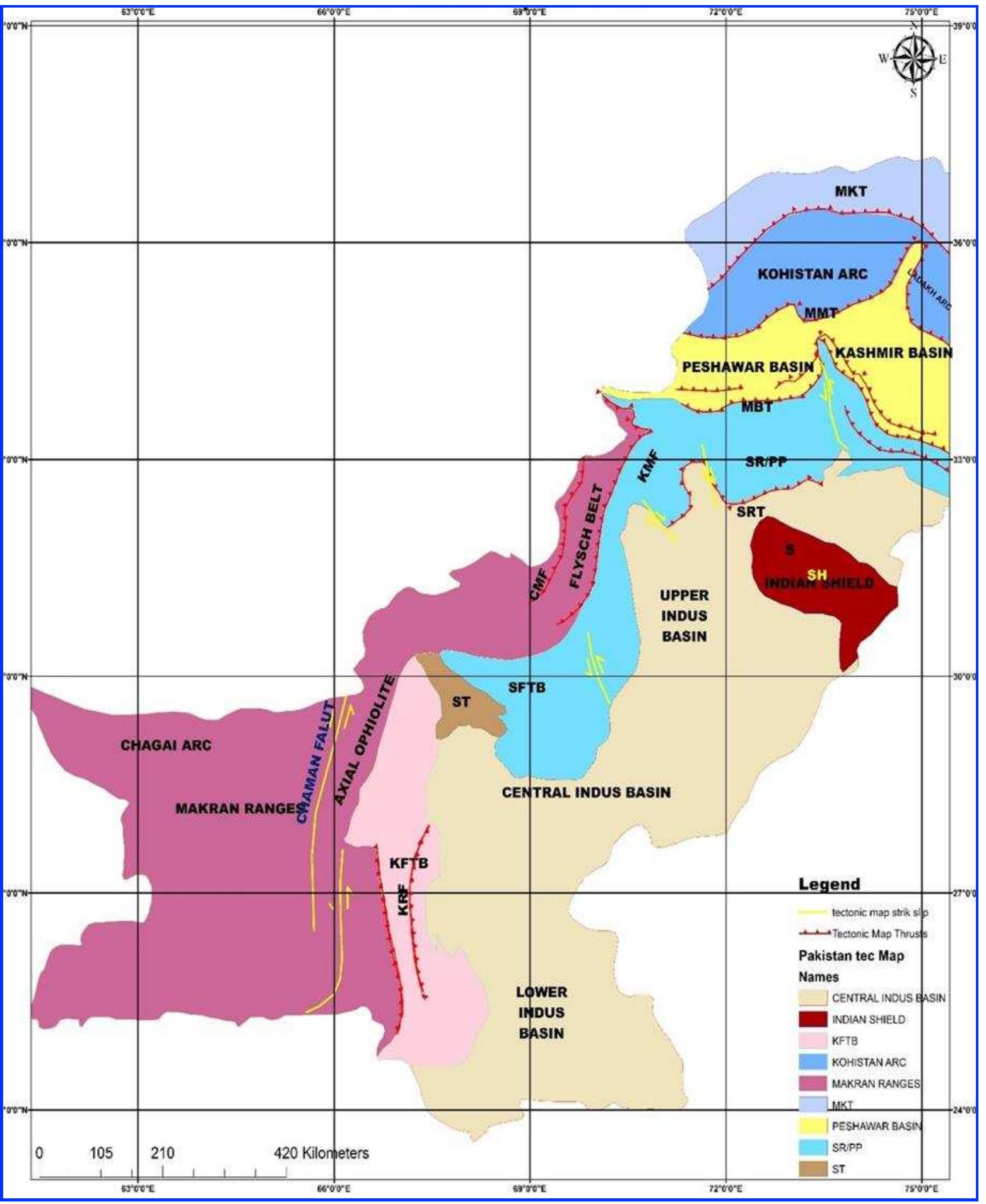 Generalized tectonic map of pakistan (modified after davis