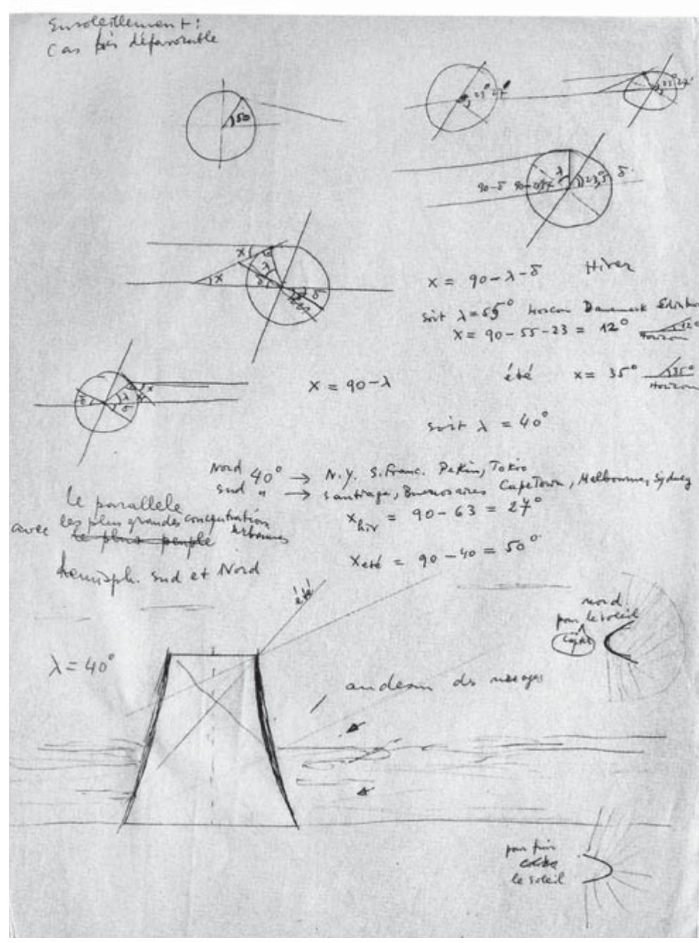 23/ Iannis Xenakis, progetto di Ville cosmique, studio preliminare (1963-64) (I. Xenakis, Musique de l’architecture = 3 (tbs DB: 192).  23/ Iannis Xenakis, Ville Cosmique, preliminary study  (1963-64) (I. Xenakis, Musique de l’architecture ..., c7t., p. 192). 