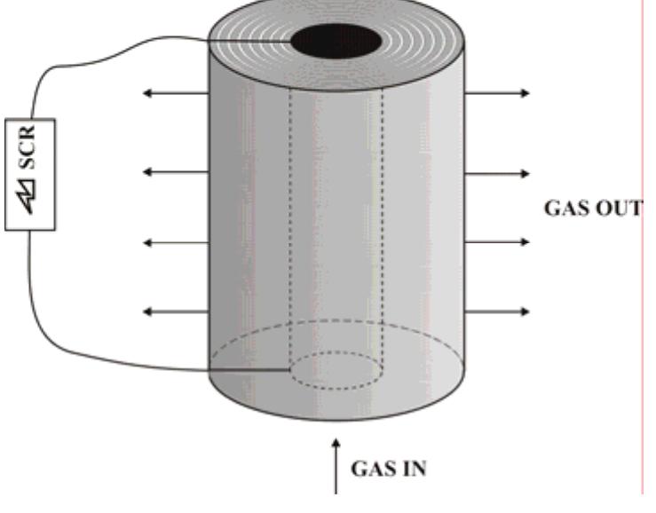 Schematic representation of the annular - radial flow - acfc
